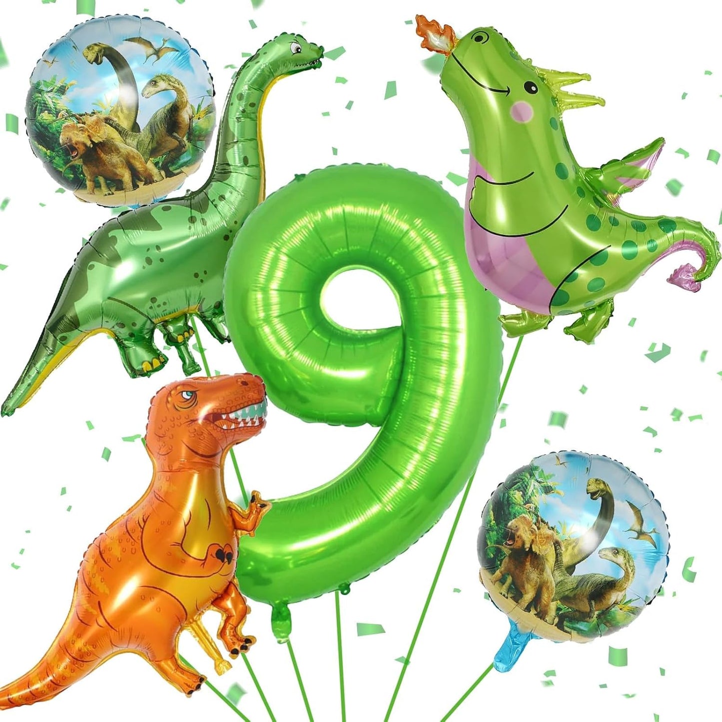 Dinosaur 5th Birthday Decorations, Dinosaur Birthday Party Decorations with Giant Inflatable Dinosaur Balloons 40 Inch Helium Foil Mylar Number 5 Balloons for Dinosaur Theme Birthday Party Decorations