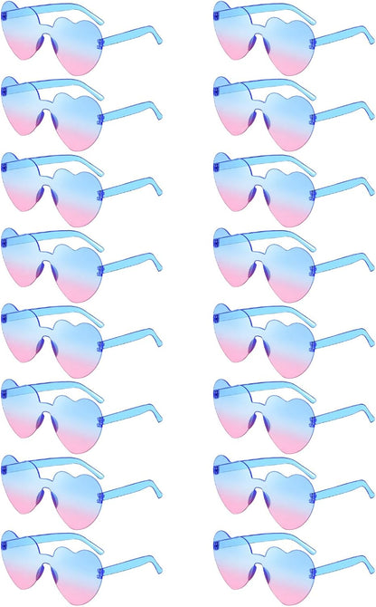 Matcheck 16 Heart Shaped Rimless Sunglasses Transparent Candy Colored Glasses Frameless Party Eyewear for Women