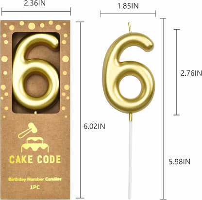 2.76 Inch Classical Gold 5 Number Birthday Candles, Gold Number Candles, Cake Number Candles, Party Celebration