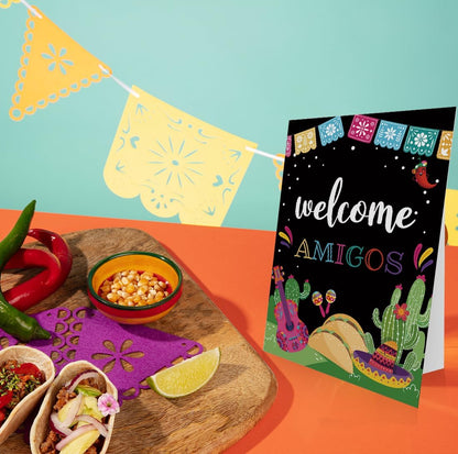 Fiesta Party Welcome Sign, Black Fiesta Decor Mexico Table Sign, Taco Bar Deorations, Mexican Baby Shower Sign, Mexican Birthday Party Sign, Cinco De Mayo Party Decorations-MAYLP06