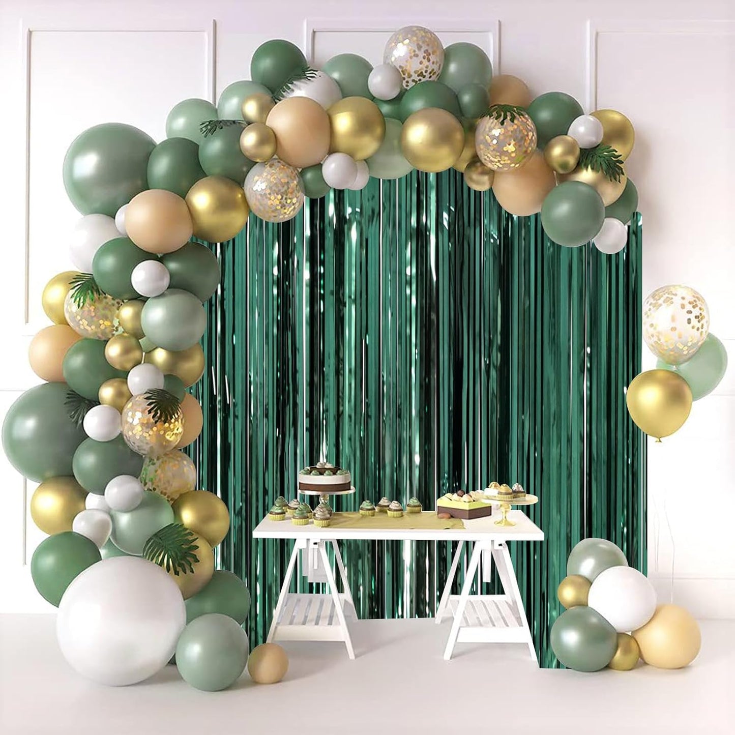 Voircoloria 3 Pack 3.3x8.2 Feet Gold Foil Fringe Backdrop Curtains, Tinsel Streamers, Fringe Backdrop for 2025 New Years Eve, Graduation, Birthday, Baby Shower, Gender Reveal, Disco Party - Colors B