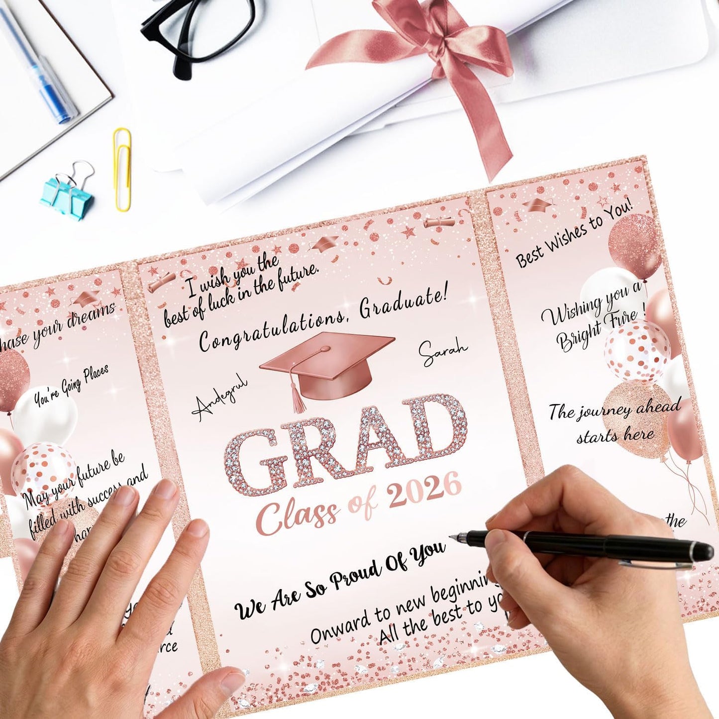 QIYANPAX Graduation Guest Book 2026, Blue and Gold Graduation Decorations Class of 2026, Graduation Signature Book, Congrats Grad Guest Book Alternative, Unique Graduation Gifts