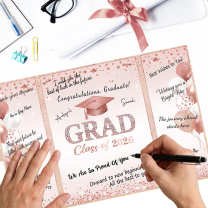 QIYANPAX Graduation Guest Book 2026, Blue and Gold Graduation Decorations Class of 2026, Graduation Signature Book, Congrats Grad Guest Book Alternative, Unique Graduation Gifts