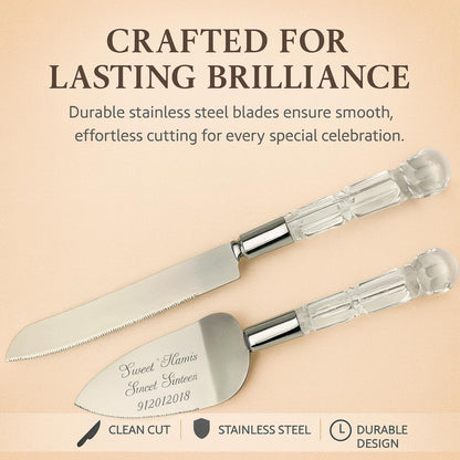 GIFTS INFINITY Personalized Wedding Cake Knife and Server Set with Engraving – Cake Cutting Utensil Set, Keepsake Gift for Wedding, Anniversary, Reception, Birthday & Other Occasions (CH-101WB)