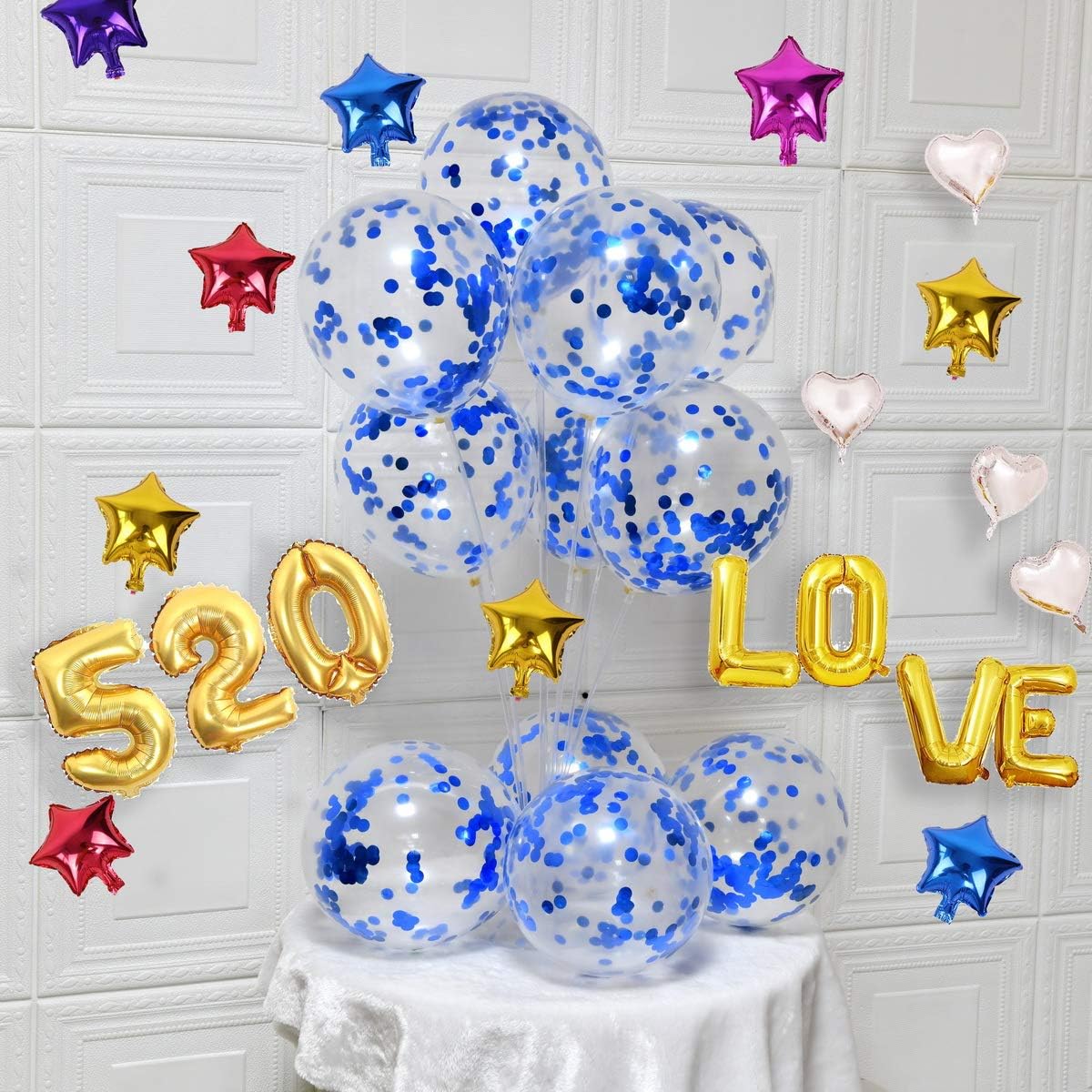 Party Balloons 12inch 50 Pcs Latex Confetti Balloons Birthday Balloons Party Decoration Wedding Baby Shower Christmas Party-Confetti Silver