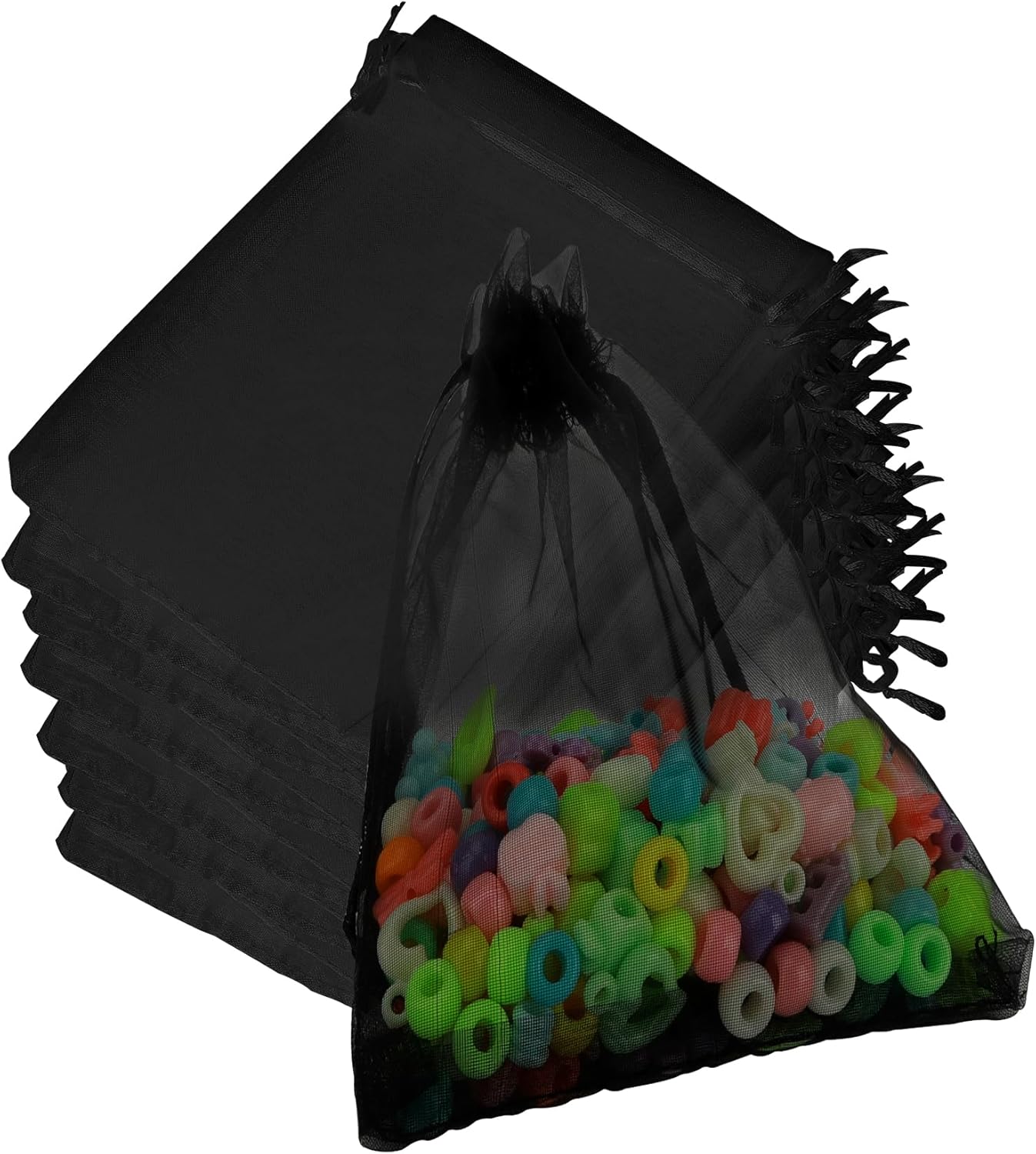 Organza Bags, Organza Bags 5 x 7 Inch, 50 Pcs White Sheer Party Favor Mesh Bag with Drawstring, Small Jewelry Gift Candy Bag for Wedding Christmas Birthday Halloween Graduation Party Favors Supplies