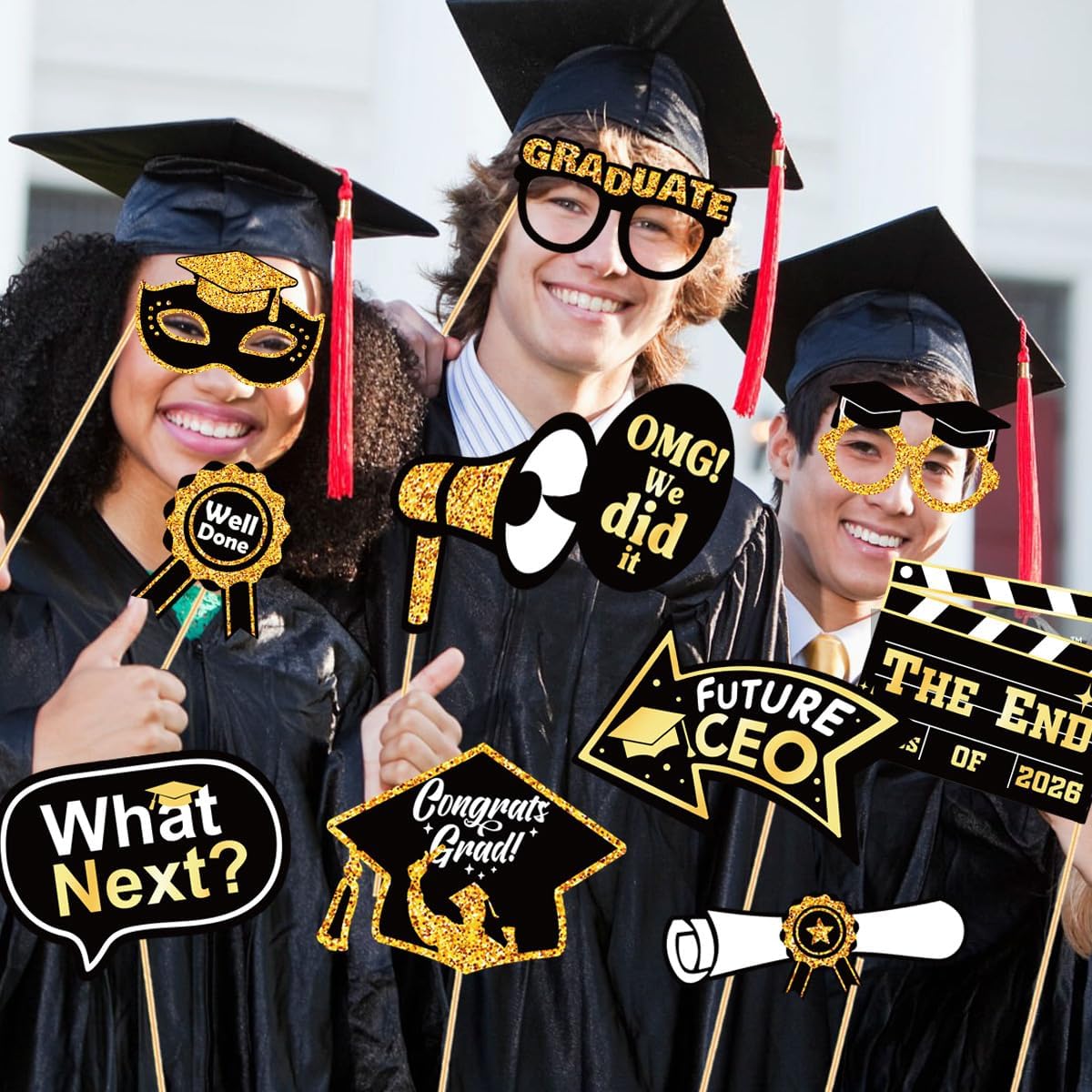 30 Pcs Graduation Photo Booth Props 2026,Grad Party Supplies for College, Graduation Deco Class Favors Supplies, Party Decorations Set Picture Props