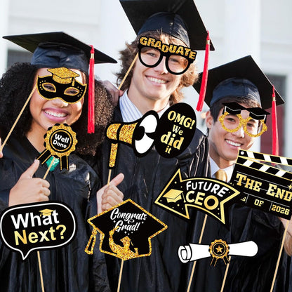 30 Pcs Graduation Photo Booth Props 2026,Grad Party Supplies for College, Graduation Deco Class Favors Supplies, Party Decorations Set Picture Props