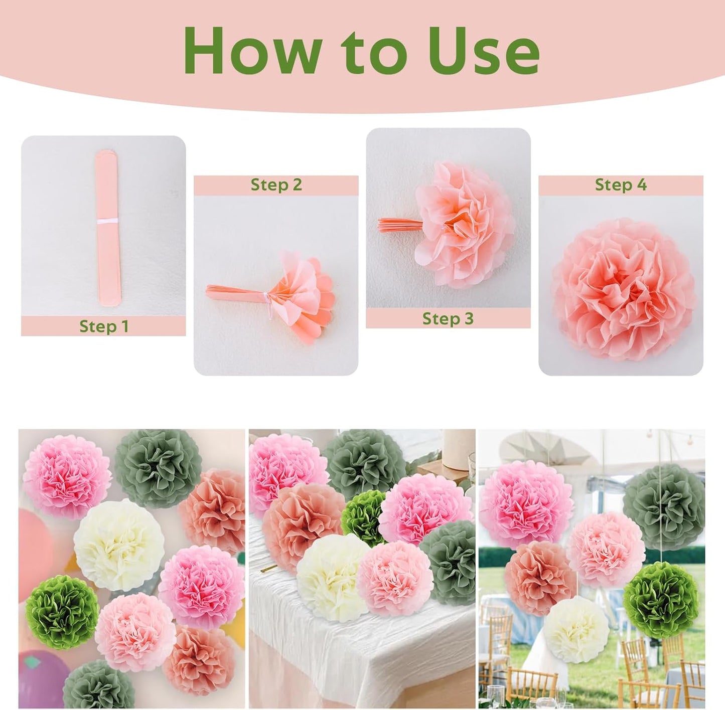BEISHIDA Hot Pink Tissue Hanging Paper Flowers Ball Decorations Set for Mother's Day Birthday Valentine's Day Anniversary Bridal Baby Shower Wedding Backdrops Home Outdoor Party Supplies(13 Packs)