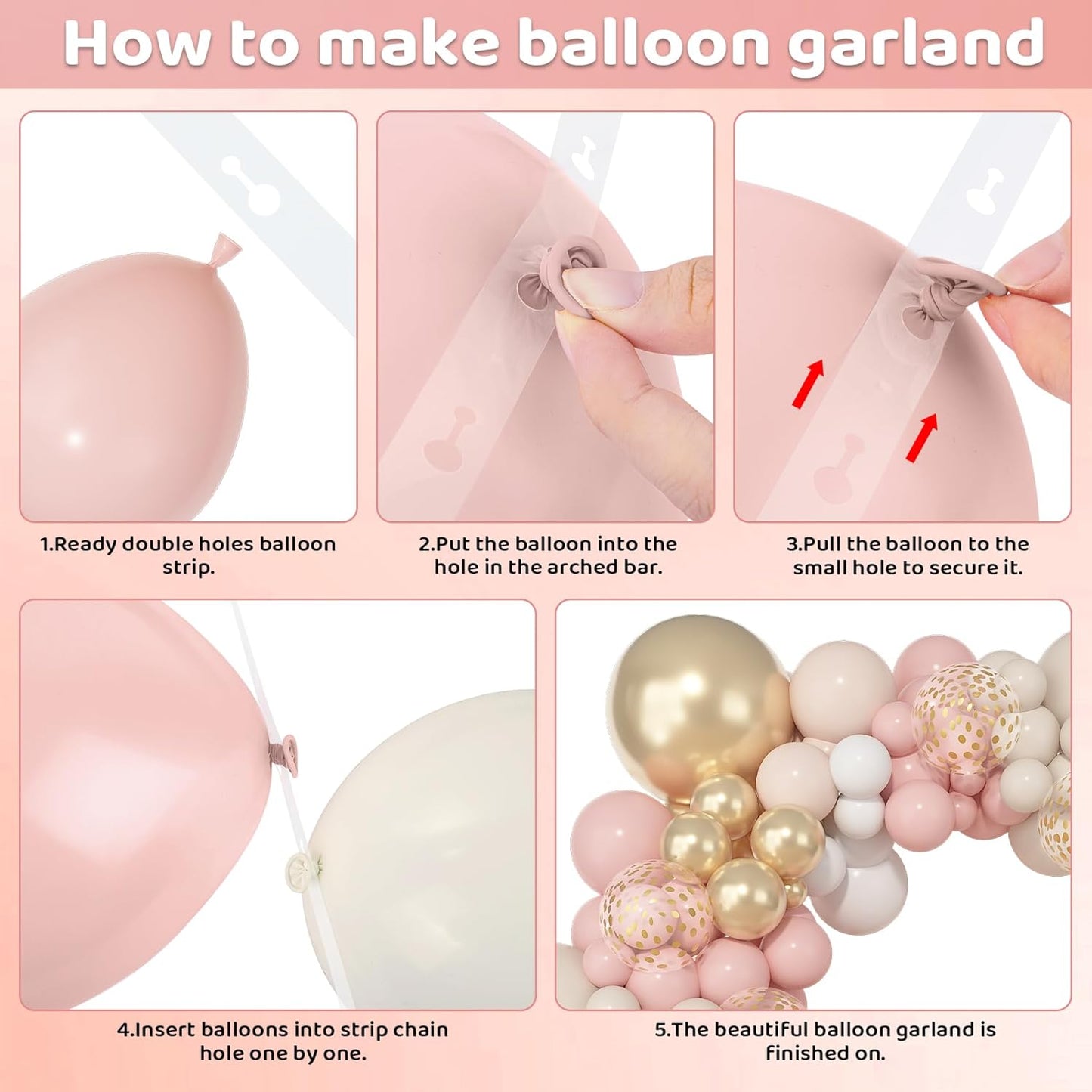 Amandir 153pcs Pink Purple Balloon Garland Arch Kit, Different Sizes 18 12 10 5 inch Pink Purple Red Latex Metallic Confetti Purple Balloons for Girl Women Birthday Bridal Baby Shower Party Decoration
