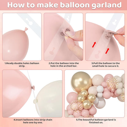 Amandir 153pcs Pink Purple Balloon Garland Arch Kit, Different Sizes 18 12 10 5 inch Pink Purple Red Latex Metallic Confetti Purple Balloons for Girl Women Birthday Bridal Baby Shower Party Decoration