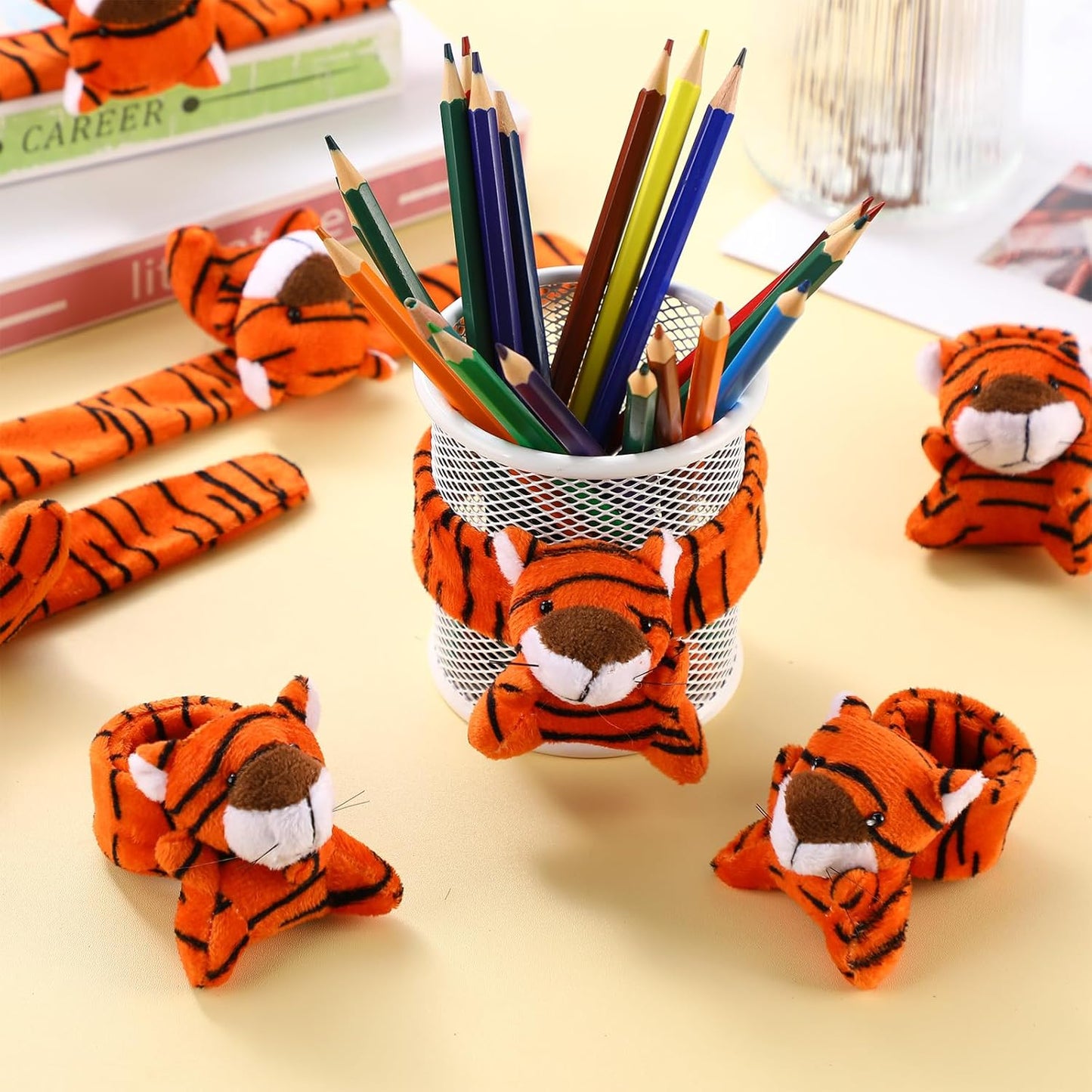 Vinsot 36 Pcs Mini Stuffed Animal Slap Bracelet Plush Wrist Slap Band Toys Bulk Snap Bracelets Kids for Themed Party Favors, Holiday Gifts, Classroom Rewards