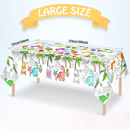 Giant Construction Party Coloring Tablecloth for Kids - Huge Construction Theme Table Cover Large Dump Truck Vehicle Painting Poster for Children Birthday Party Supplies 54x108 Inch