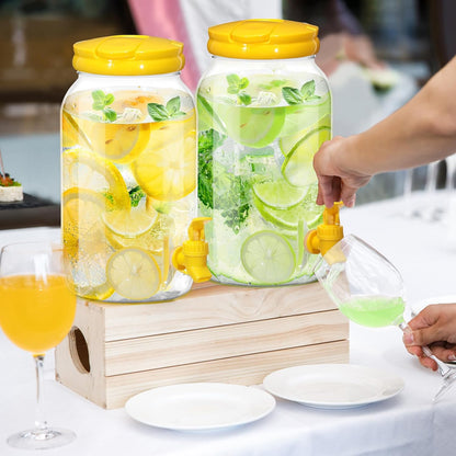 Havawish 2 Pcs 1 Gallon Plastic Beverage Dispenser with Spigot Clear Summer Kitchen Fridge Drink Dispenser for Parties Lemonade Juice Tea Beer Cold Water (Red,Cylinder)