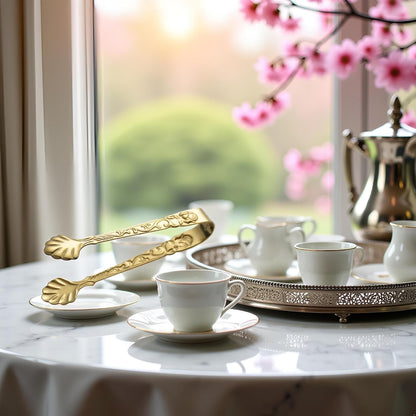 Mini Serving Tongs, Vintage Rose Sugar Cube Tongs, Stainless Steel, for Tea and Coffee Party, Appetizers, Desserts