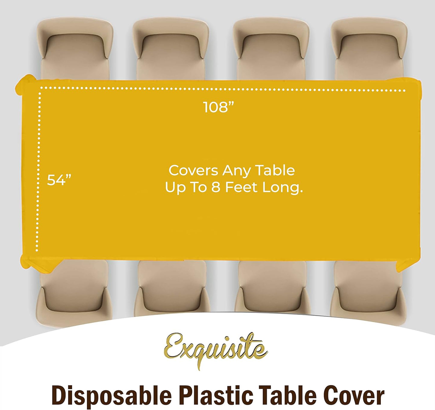 Exquisite Party Solids 6-Pack Premium Plastic Tablecloth 54in. x 108in. Rectangle Plastic Table Cover - Navy