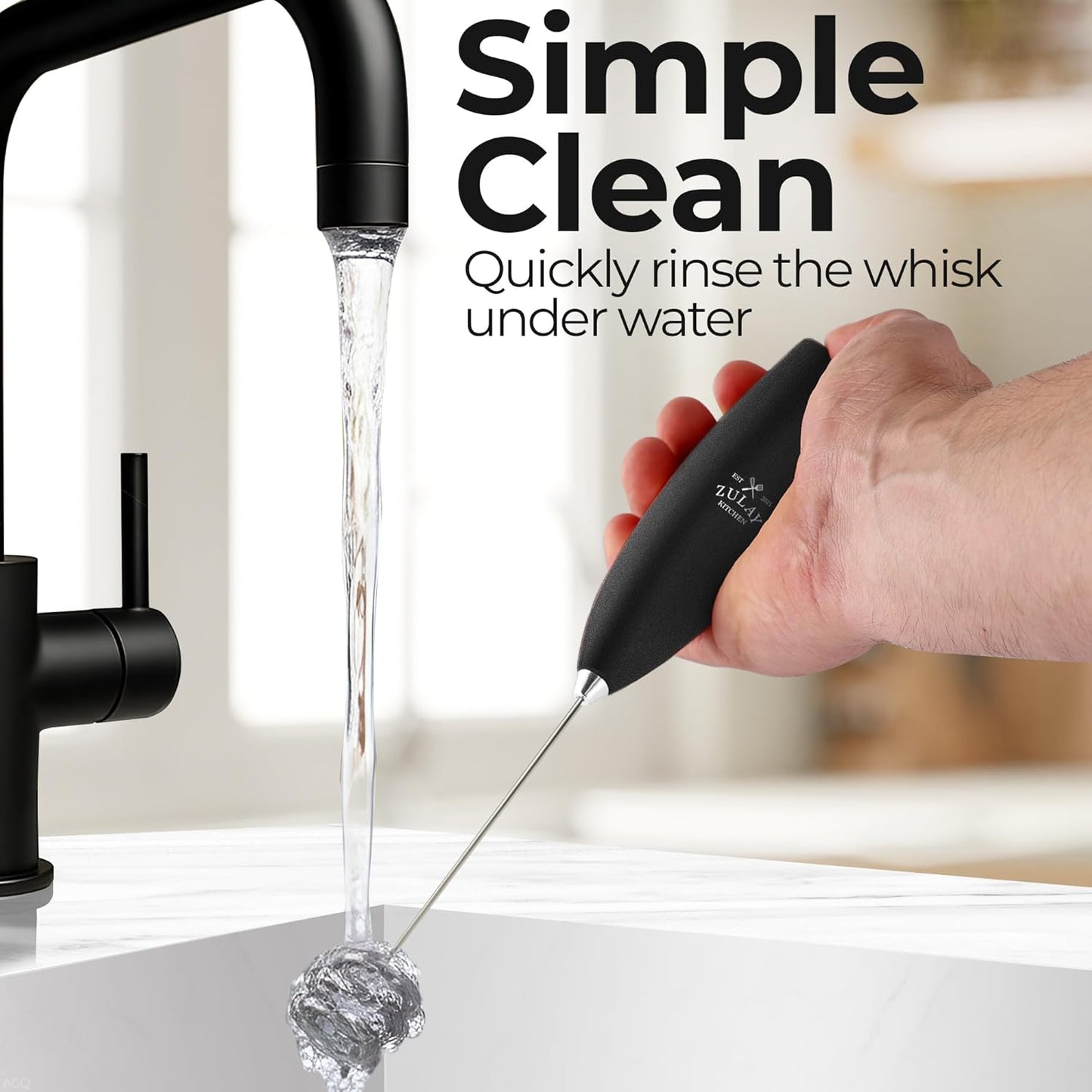 Zulay Kitchen Powerful Milk Frother Wand With Duracell Batteries - Ultra Fast Handheld Drink Mixer - Electric Whisk Foam Maker for Coffee, Lattes, Cappuccino & Matcha - Z1 Motor - Black - Colors A