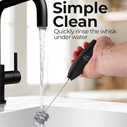 Zulay Kitchen Powerful Milk Frother Wand With Duracell Batteries - Ultra Fast Handheld Drink Mixer - Electric Whisk Foam Maker for Coffee, Lattes, Cappuccino & Matcha - Z1 Motor - Black - Colors A
