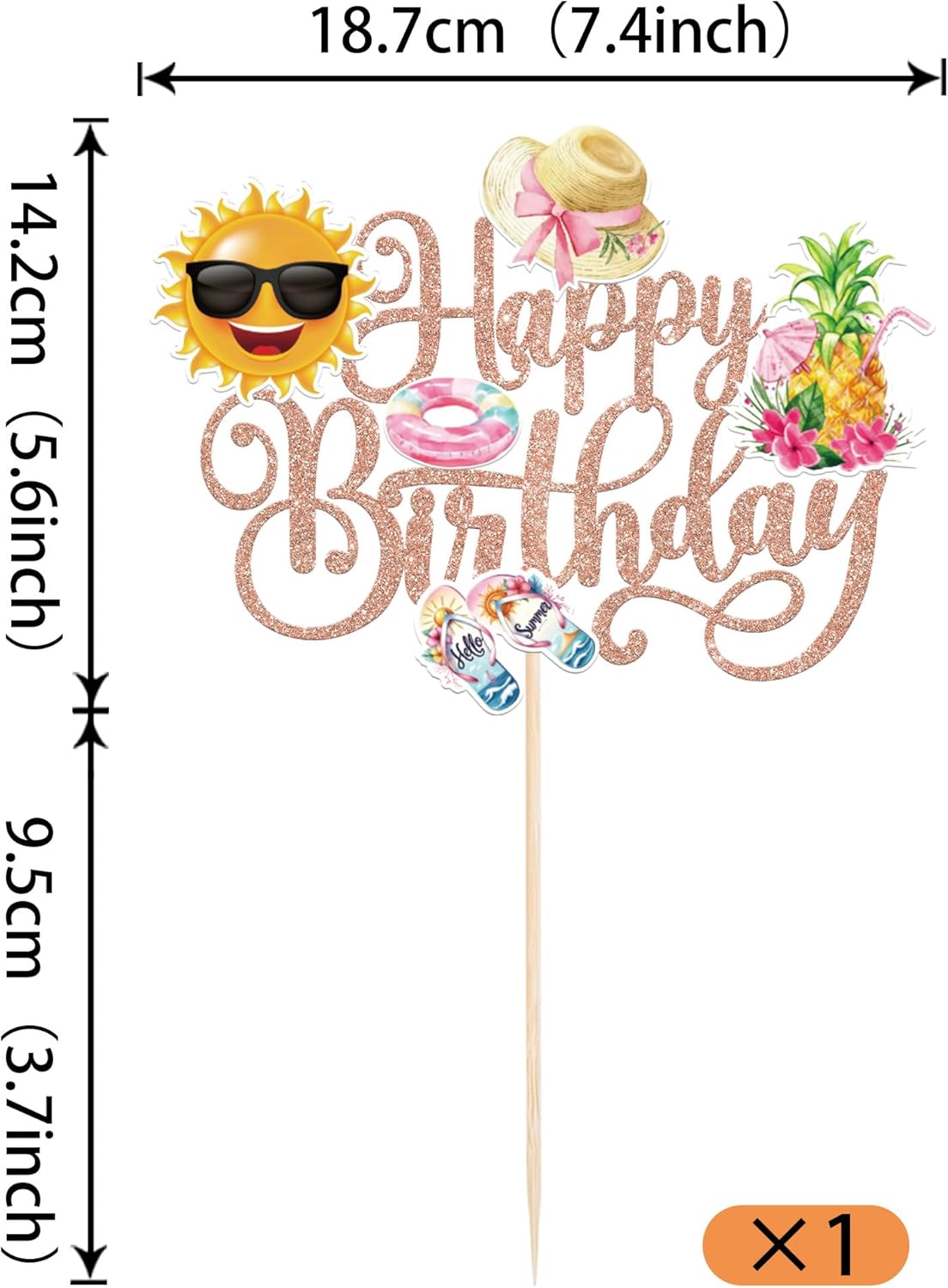 28 PCS Tropical Cupcake Toppers Glitter Leaf Pineapple Flower Palm Tree Flamingo Cupcake Picks Aloha Cake Decorations for Summer Hawaiian Luau Theme Baby Shower Birthday Wedding Party Supplies