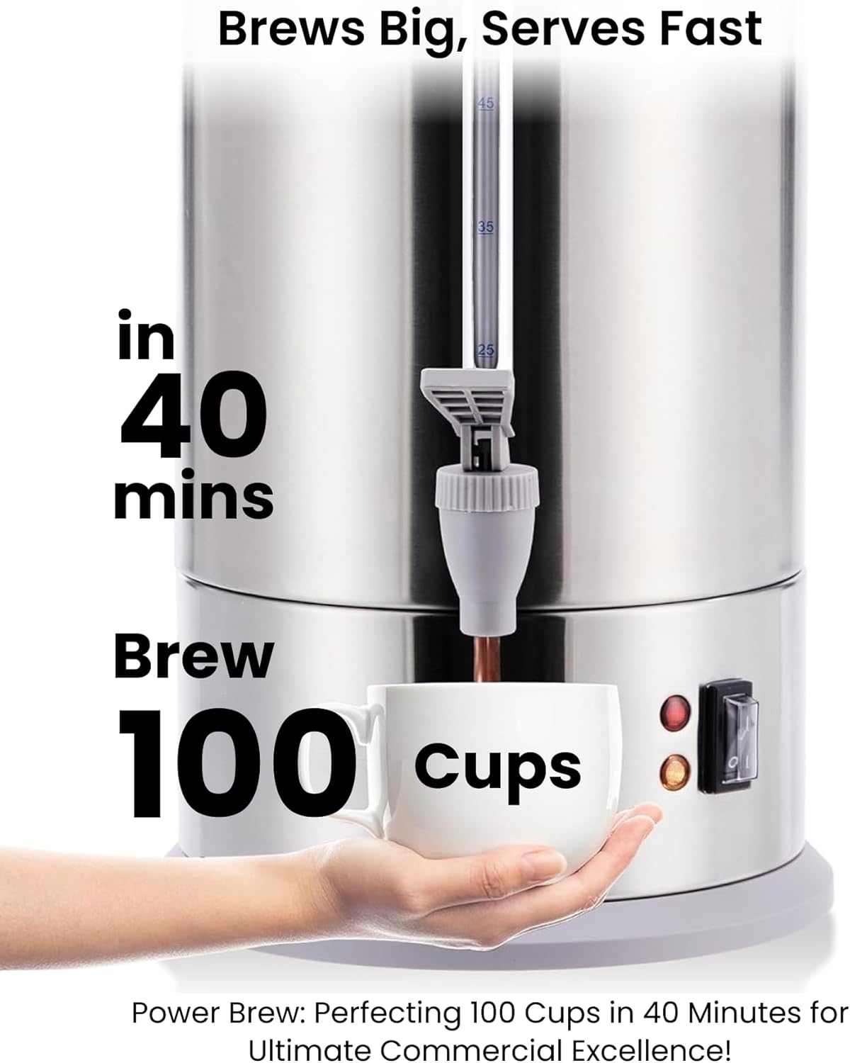 SYBO 6L Commercial Coffee Maker, Stainless Steel Coffee Urn With Cool-Touch Handles, Electric Coffee Pot Hot Beverage Dispenser, Quick-Brewing Coffee Urn, For Events,Party & Catering - 45 Cup