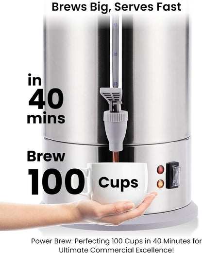 SYBO 6L Commercial Coffee Maker, Stainless Steel Coffee Urn With Cool-Touch Handles, Electric Coffee Pot Hot Beverage Dispenser, Quick-Brewing Coffee Urn, For Events,Party & Catering - 45 Cup