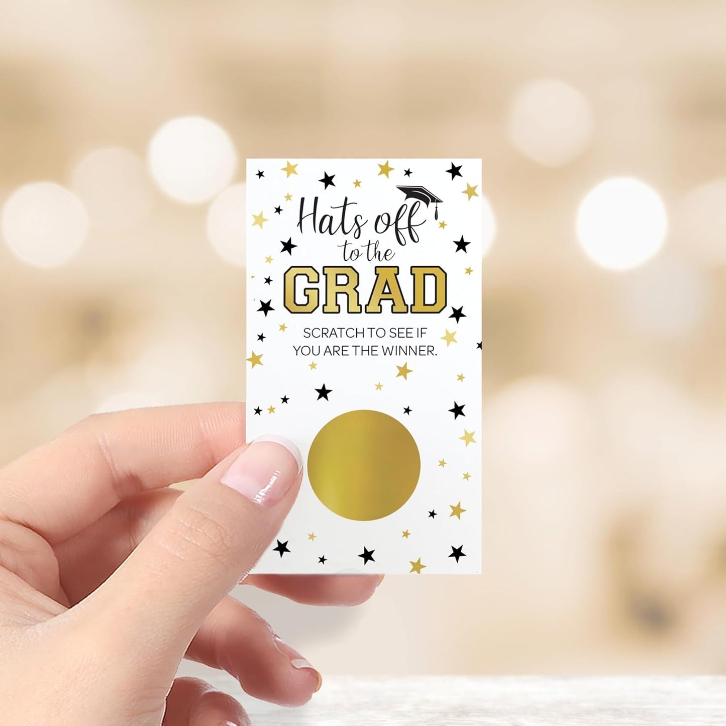 DISTINCTIVS Scratch Off Graduation Party Game, Black and Gold, Graduation Games for Parties Class of 2026, 30 Cards