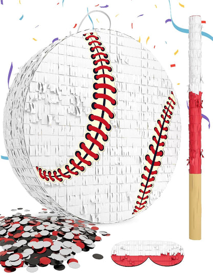 Soccer Piñata – Includes Wooden Stick, Blindfold, and Confetti – 13"x13"x3" – Perfect for Sports Party Decorations and Soccer Pinatas for Birthday Party