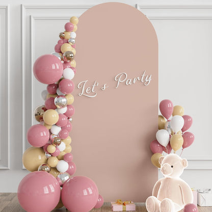 Wokceer 7.2 FT Wedding Arch Backdrop Stand and White Arch Cover, Metal Arch Stand with Arch Stand Cover for Birthday Party Wedding Ceremony Bridal Baby Shower Event Decor