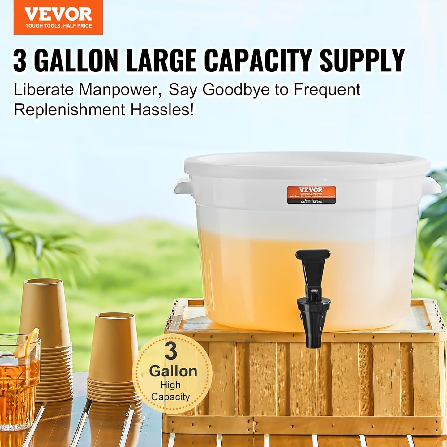 VEVOR Beverage Dispenser, 5 Gallon *2 Drink Dispensers for Parties, Plastic Juice Dispenser with Spigot and Lid, Iced Tea Lemonade Juice Water Dispenser, for Restaurants, Hotels, Parties, 2 Pack