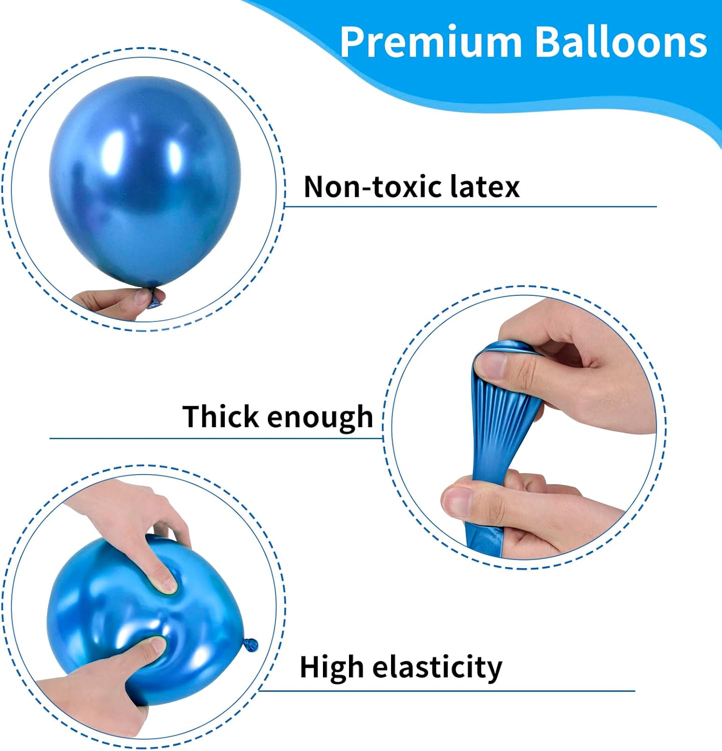 RUBFAC 87pcs Metallic Blue Silver Balloon Garland Arch Kit, 18 12 10 5 Inch Blue Silver Confetti Latex Party Balloons for Birthday Graduation Baby Shower Decoration
