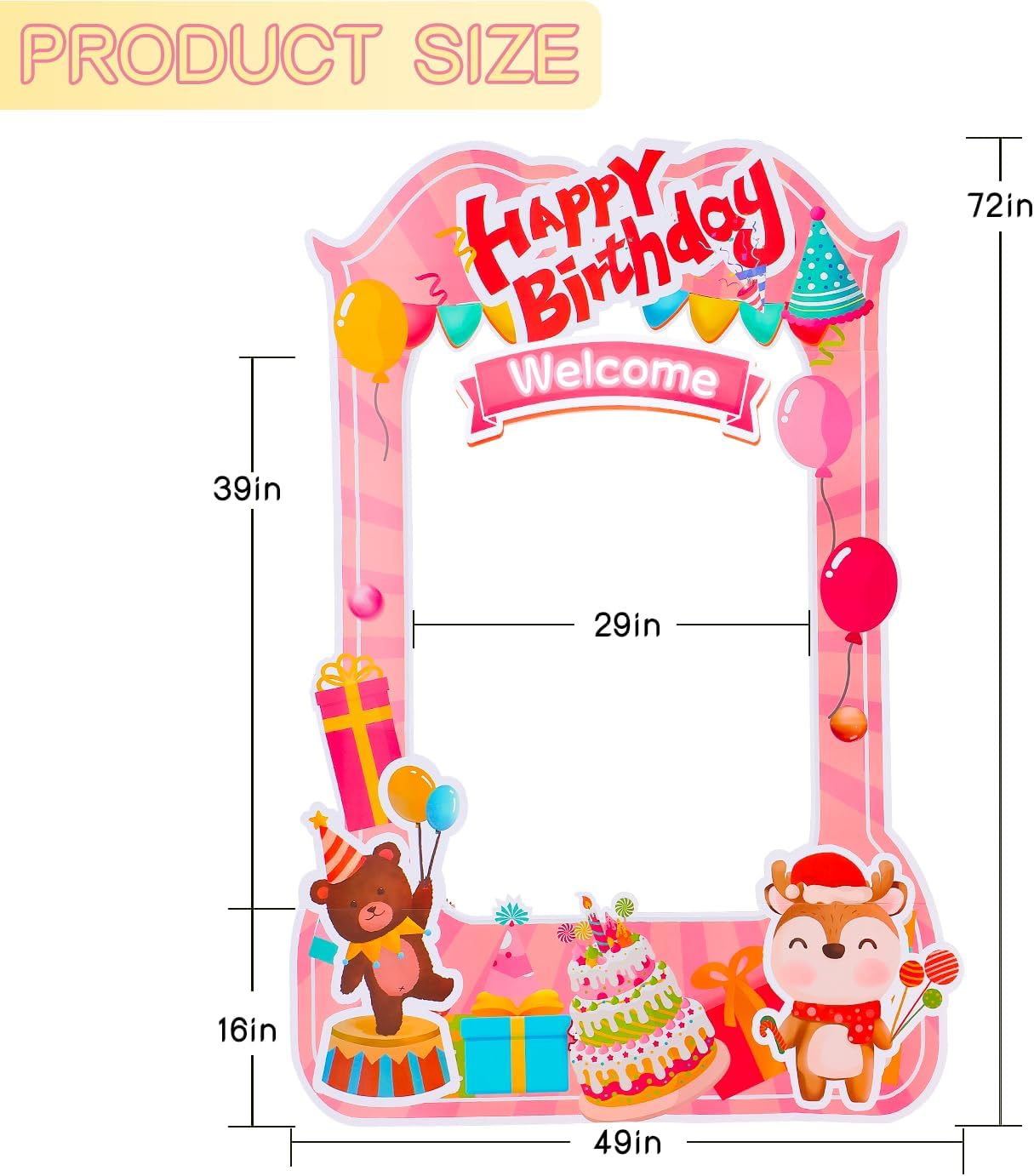 EARTHSON 6 Ft x 4 Ft Happy Birthday Photo Booth Box Photo Cutout Stand in Life-Size Cardboard Frame Prop for Birthday Party Supplies