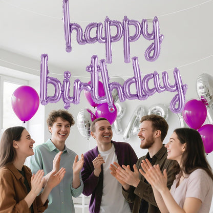 Happy Birthday Balloons Banner Foil Letters Balloons Connected, Personalized Birthday Signs for Women Men Boys Girls Birthday Party Decorations, Small Gold