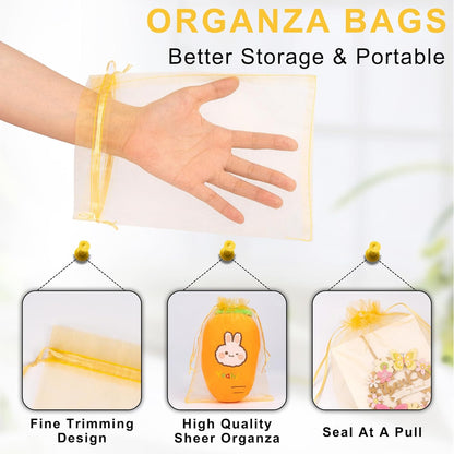 ANZNKU 50PCS Organza Bags 6x9 Large White Gift Bags for Candy Goodie Sachet Jewelry, Mesh Bag Drawstring Sheer Packaging Pouches for Wedding Favors Mother's Day Birthday Party Baby & Bridal Shower