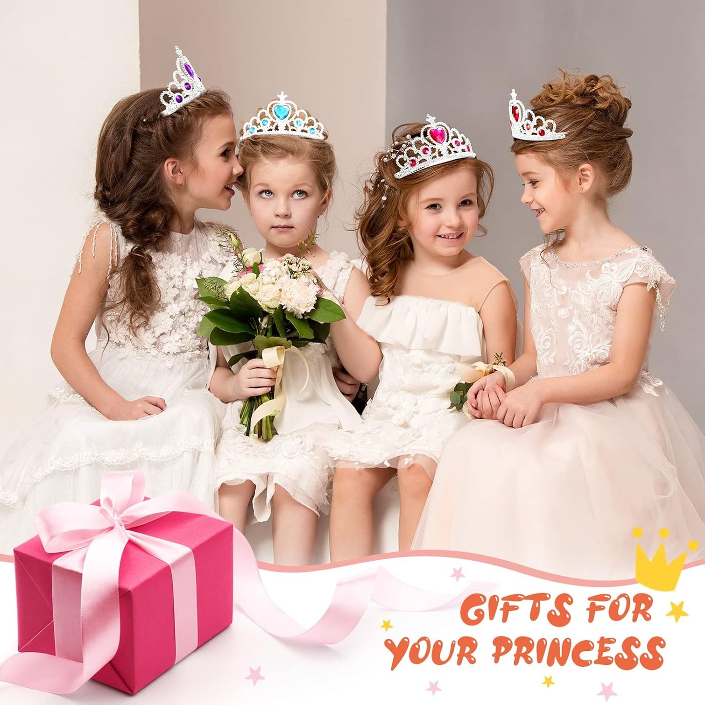 Zhanmai 24 Pcs Tiara Crown Set Princess Crown for Girls Plastic Tiaras Dress up Costume Party Favor Accessories Kid Birthday (Bright Colors)