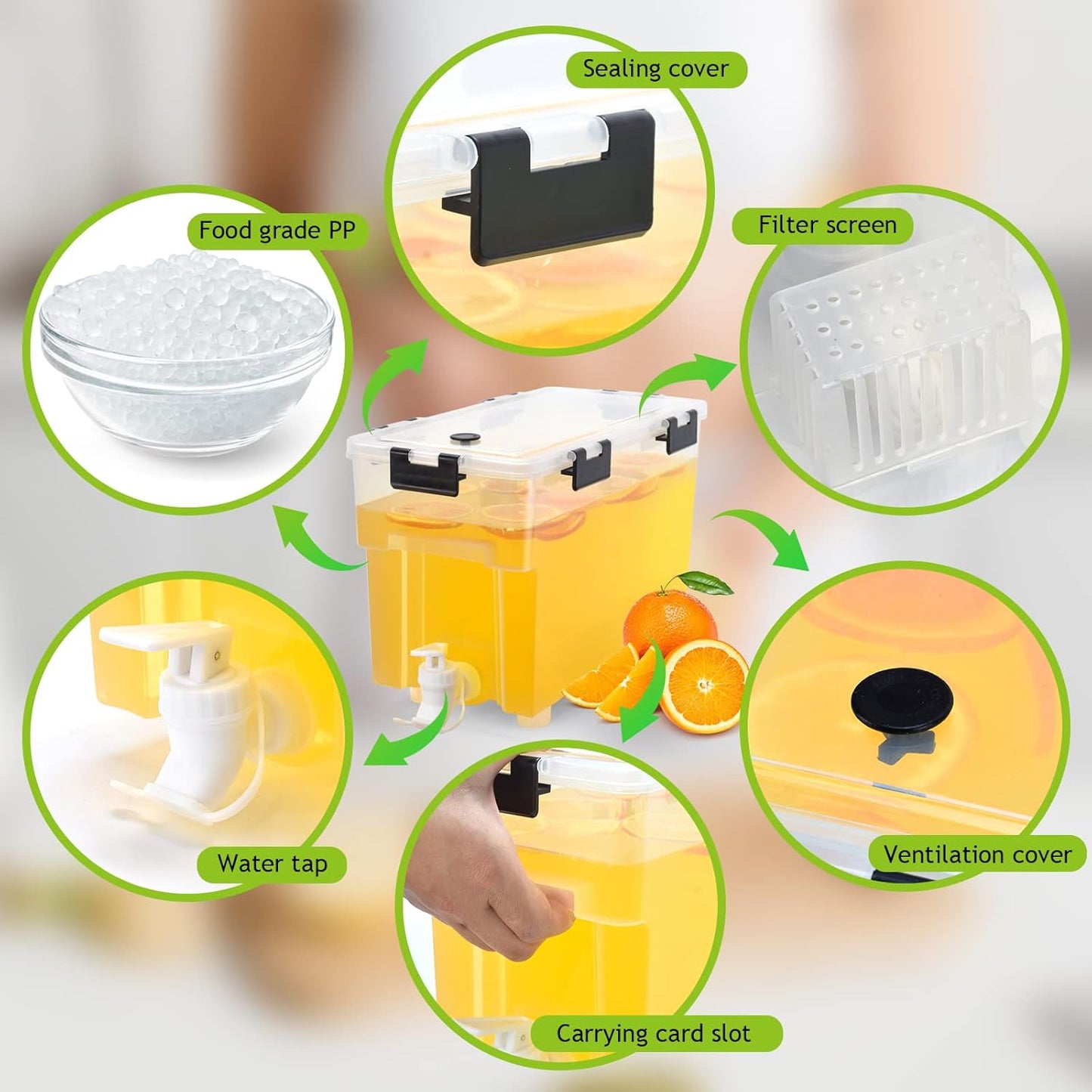 2.5 Gallon Drink Dispenser For Fridge,Beverage Dispenser With Spigot. Milk,Lemonade Dispenser,Juice Containers With Lids For Parties And Dairly Use,100% Sealed And Filter screen（1+1.5）Gallon