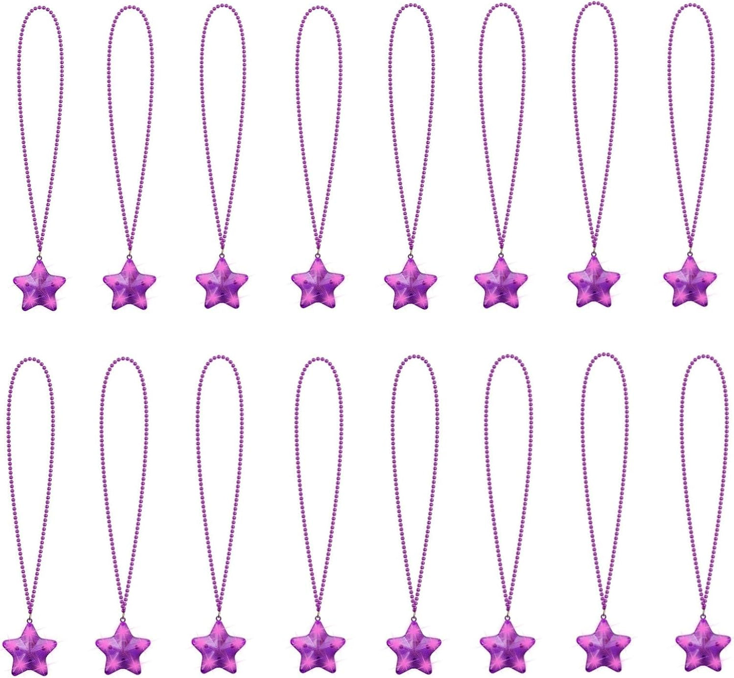 16 Pack Light Up Necklaces Flashing Star Bead Necklaces Glow In The Dark Party Supplies for Weddings Birthday Valentines Mardi Gras July 4th Halloween Christmas