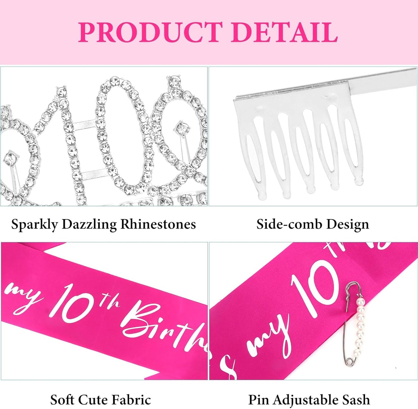 CAVETEE Silver Birthday Crown for Girls Birthday Decorations Birthday Gifts for Women and Girls