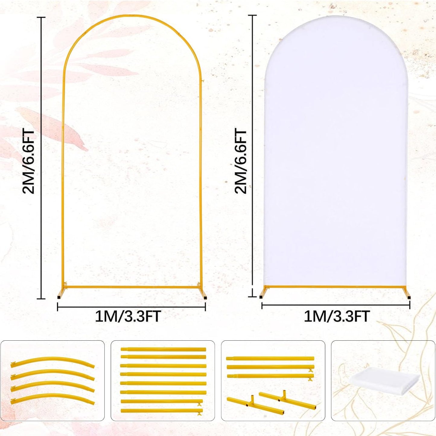 Vincidern 6.6 FT Wedding Arch Backdrop Stand for Parties, Balloon Arch Stand, Wedding Arches for Ceremony, Metal Arch Backdrop Stand for Bridal Baby Showers, Birthday Party Decoration Door Frame Gold
