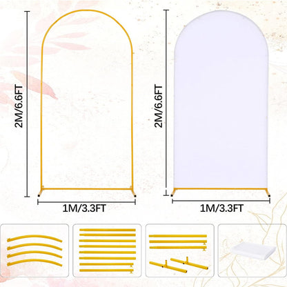 Vincidern 6.6 FT Wedding Arch Backdrop Stand for Parties, Balloon Arch Stand, Wedding Arches for Ceremony, Metal Arch Backdrop Stand for Bridal Baby Showers, Birthday Party Decoration Door Frame Gold