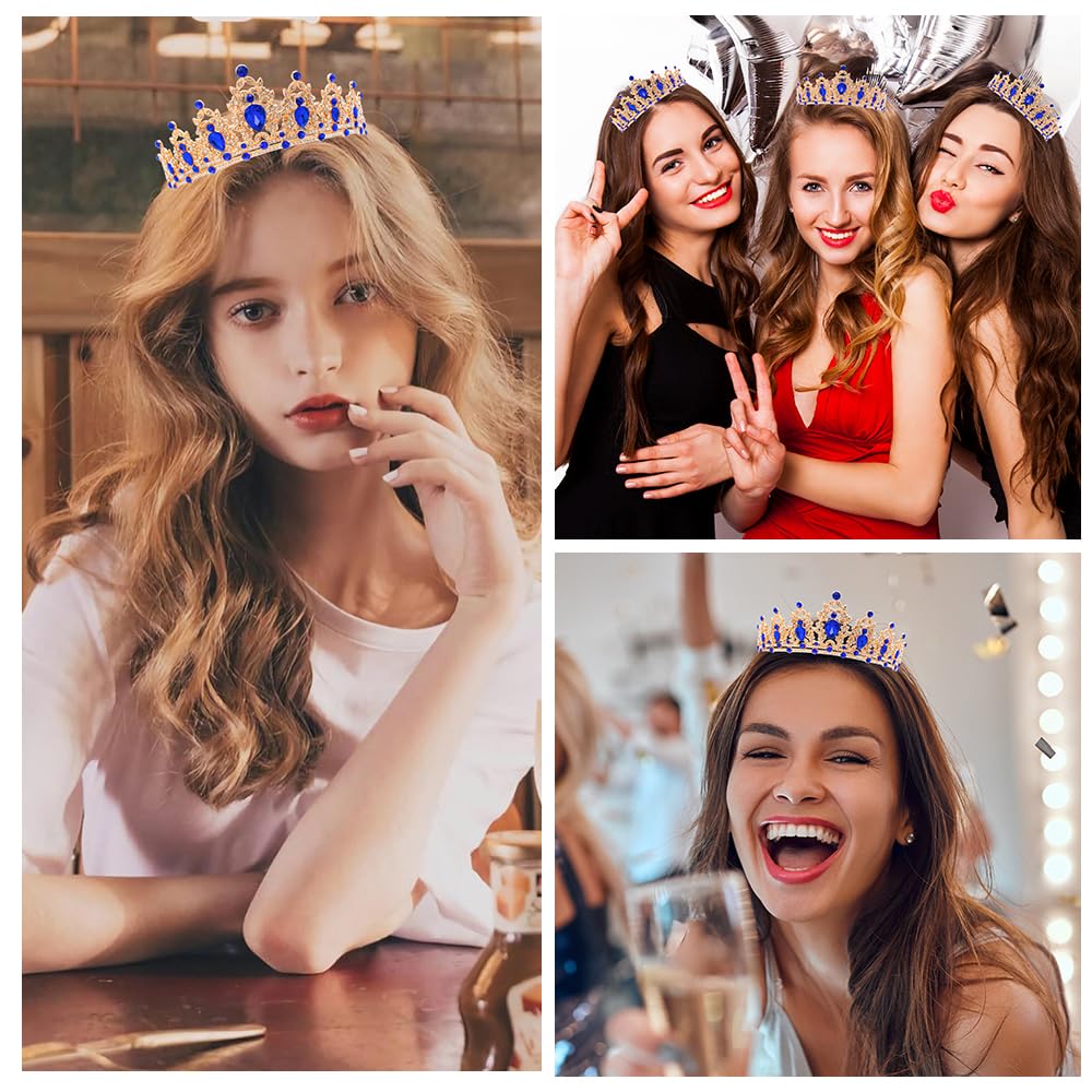 Silver Birthday Crown Headband with Sash for Women - Rhinestone Tiara for Birthday Parties