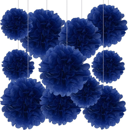 Tissue Paper Pom Poms, Pink Tissue Paper Flowers, Hanging Flower Balls for Weddings Fiesta Parties Birthday Baby Showers Classroom Bridal Shower Decoration (18Piece Set-6/10/12/14Inch)