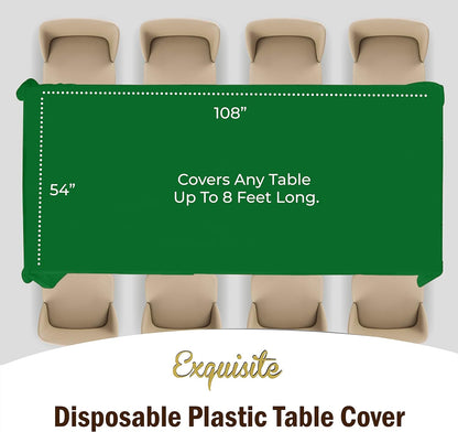 12-Pack Premium Plastic Tablecloth 54in. x 108in. Rectangle Table Cover - Dark Blue - Colors A