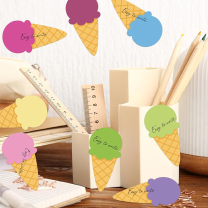 12 Pcs Ice Cream Sticky Notes Summer Popsicle Sticky Notepad Colorful Self-Adhesive Post Notes Cute Mini Memo Pad Removable Note for Office School Classroom Student Ice Cream Party Favors