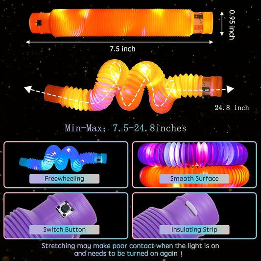 9 Pack Glow Sticks Party Favors Light Up Pop tubes Sensory Toys LED Glow Necklaces Bracelets Birthday Goodie Bag Stuffers Classroom Prizes Gifts for Boys Girls Toddlers Halloween Easter Gift