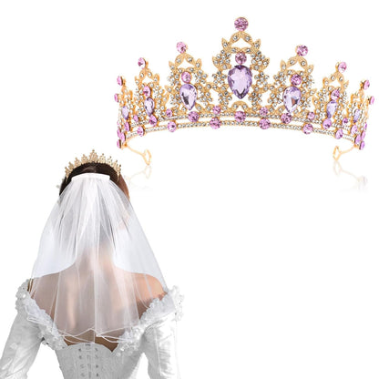 Silver Birthday Crown Headband with Sash for Women - Rhinestone Tiara for Birthday Parties