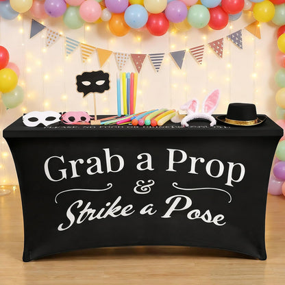 Gilprop Photo Booth Table Cloth Photo Booth Props Accessories Rectangle Tight Table Background for Indoor Outdoor Party Photography Decoration Graduation Wedding Birthday Bachelorette(Stylish,4ft)