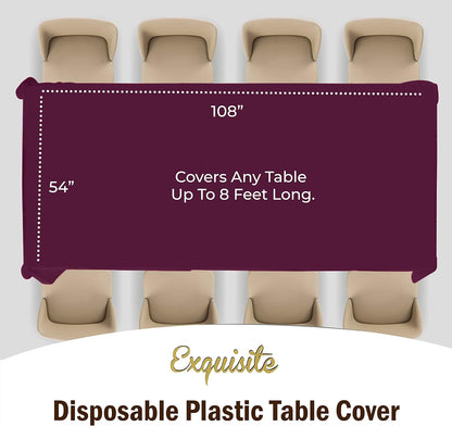 Exquisite Party Solids 6-Pack Premium Plastic Tablecloth 54in. x 108in. Rectangle Plastic Table Cover - Navy