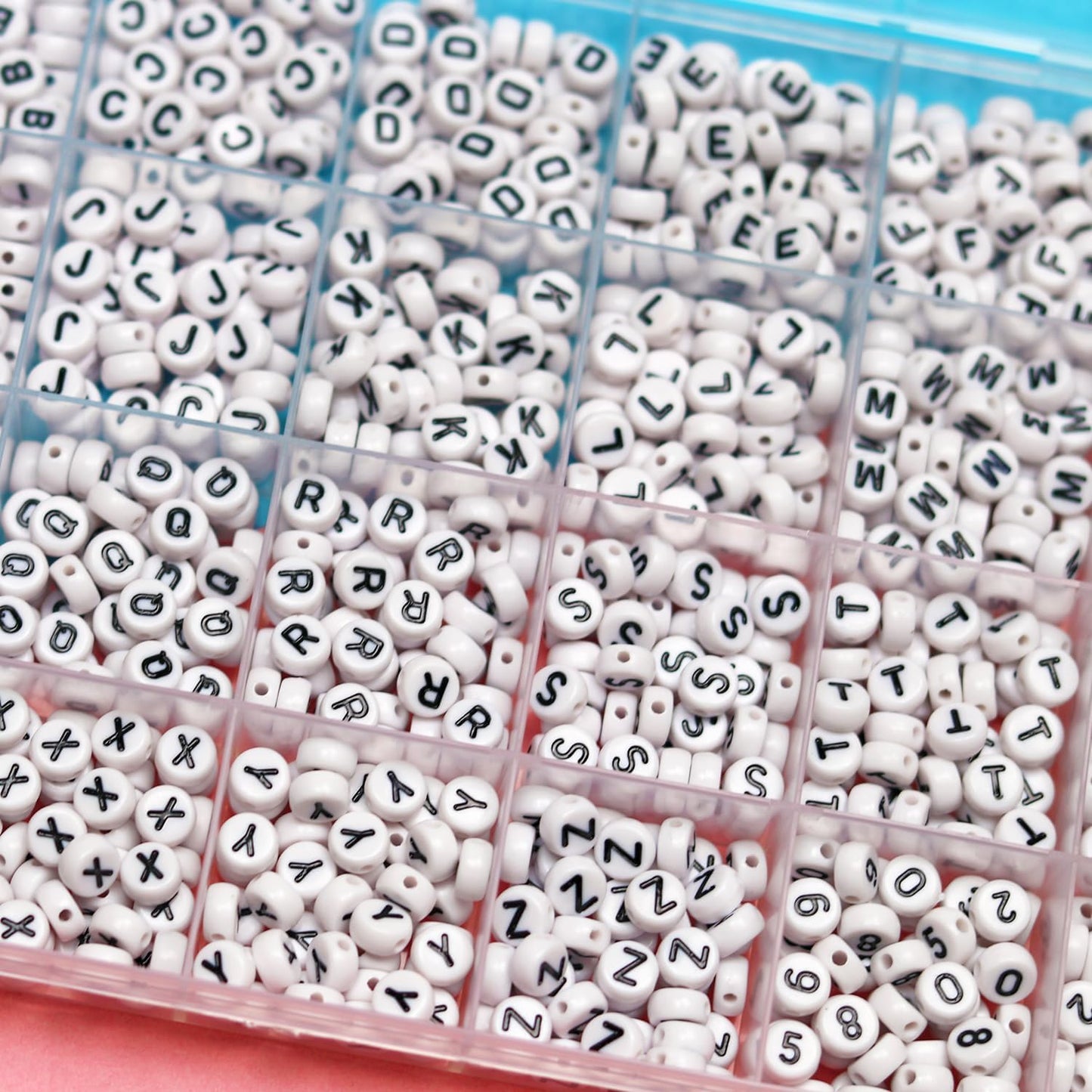 Melius 1450Pcs Acrylic Glow Letter Beads, Alphabetical Glowing in The Dark Beads in 28 Grid Box for Jewelry Making, DIY Bracelets, Necklaces, Key Chains (Glowing, 4x7mm)