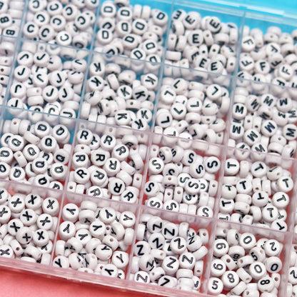 Melius 1450Pcs Acrylic Glow Letter Beads, Alphabetical Glowing in The Dark Beads in 28 Grid Box for Jewelry Making, DIY Bracelets, Necklaces, Key Chains (Glowing, 4x7mm)