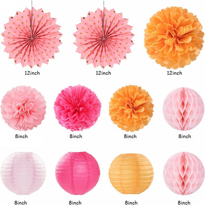 Champagne-Gold Beige Fall Boho Birthday Party-Decorations - 21pcs Autumn Neutral Retro Happy Banner,Girl One Sweet Peach Paper Streamers Lanterns,Tissue Pom Poms Fan,Rustic Backdrop Decor Huglony